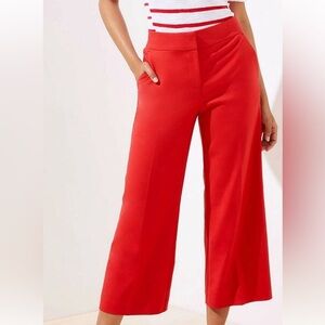 LOFT Riviera Vibrant Red Wide-Leg Pants 2Petite
